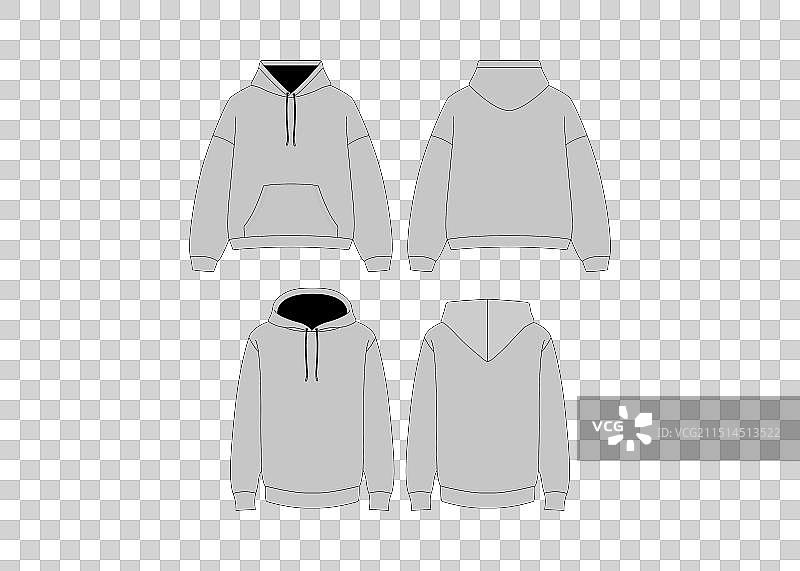 男士连帽衫逼真模型长袖白色图片素材