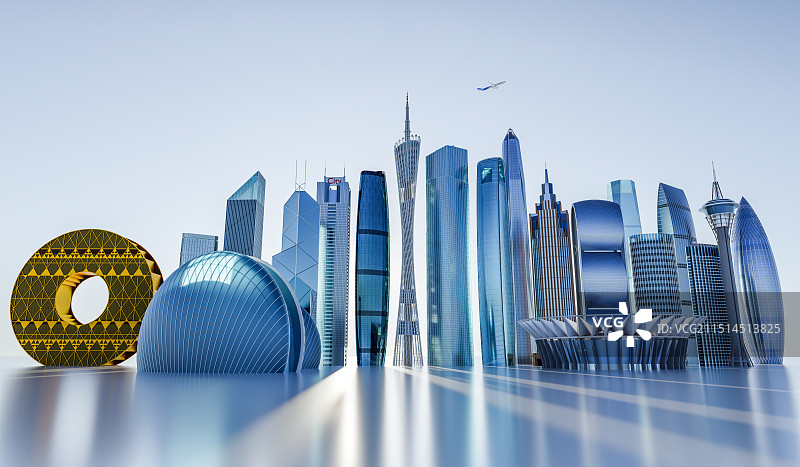 中国广东大湾区城市地标建筑天线图片素材