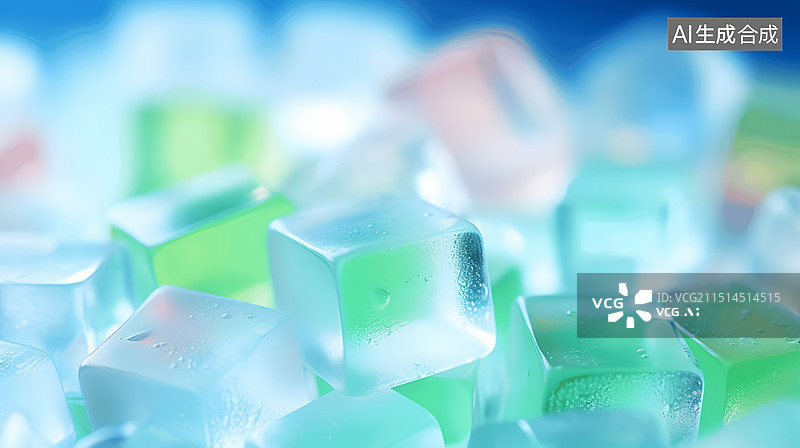 【AI数字艺术】夏日清凉薄荷冰块海报图片素材