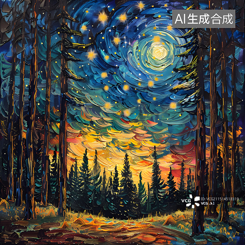 【AI数字艺术】黄昏与森林图片素材