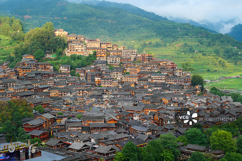 贵州西江千户苗寨|苗族特色地标建筑群图片素材