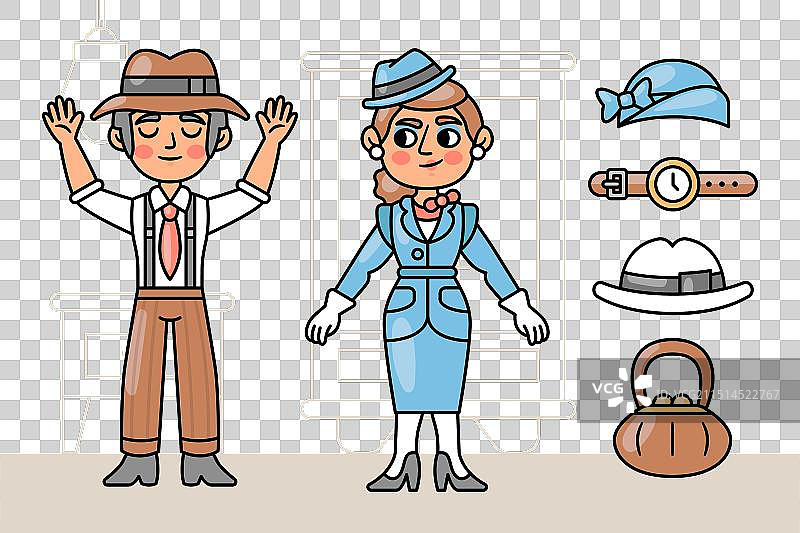 带有时尚元素的复古男女图片素材