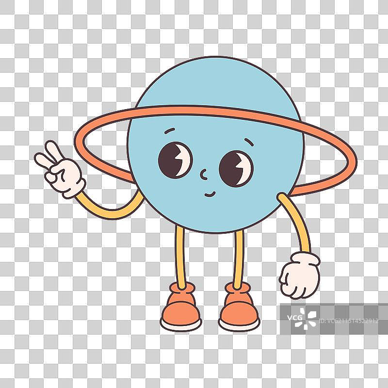 复古潮流卡通行星角色图片素材