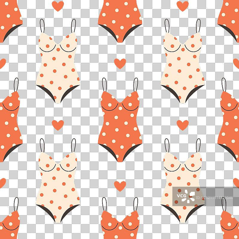 复古风可爱泳装的无缝图案图片素材