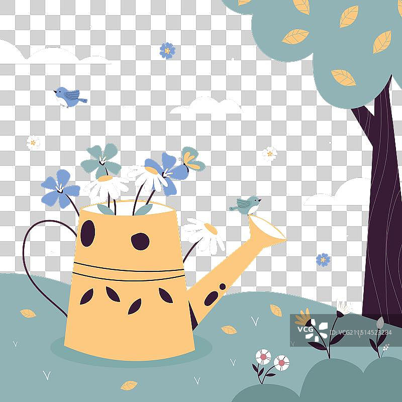 装满鲜花的花洒图片素材