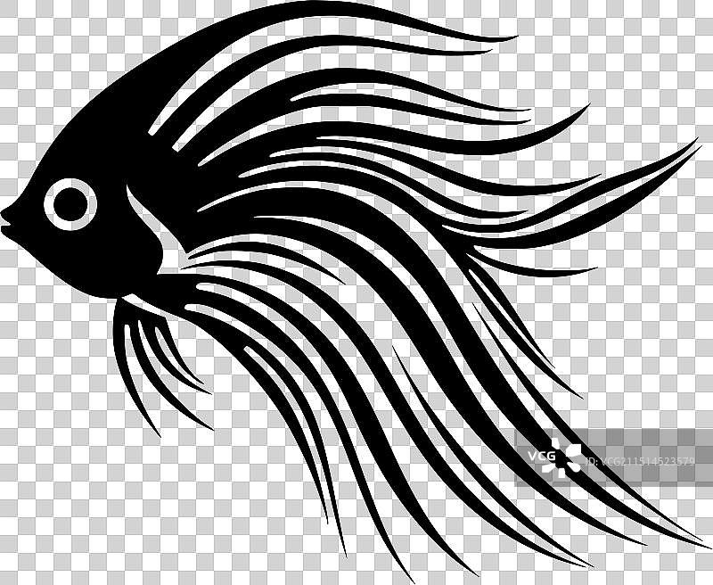 极简扁平风格的天使鱼标志图片素材