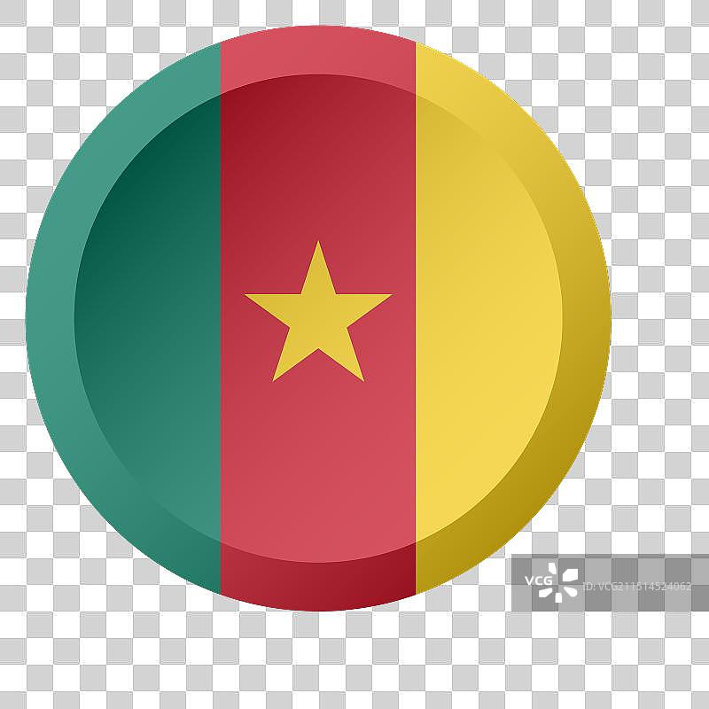 喀麦隆国旗圆形按钮图片素材