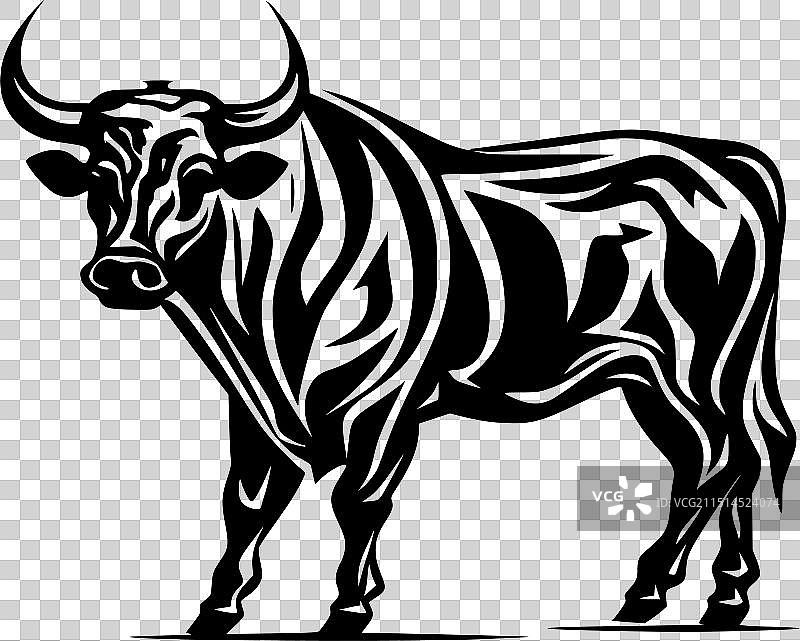 公牛极简扁平风标志图片素材