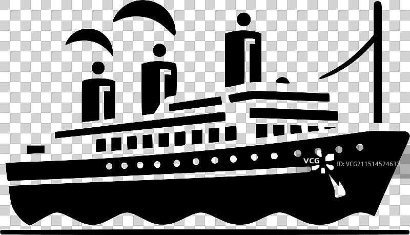 邮轮-极简主义和简单轮廓图片素材