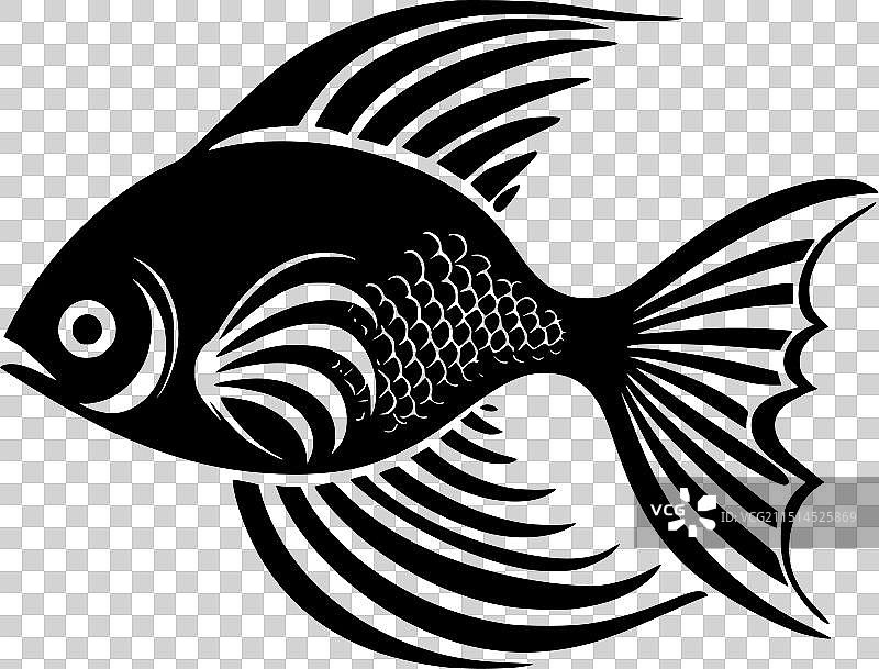 鱼 - 简约扁平风格标志图片素材