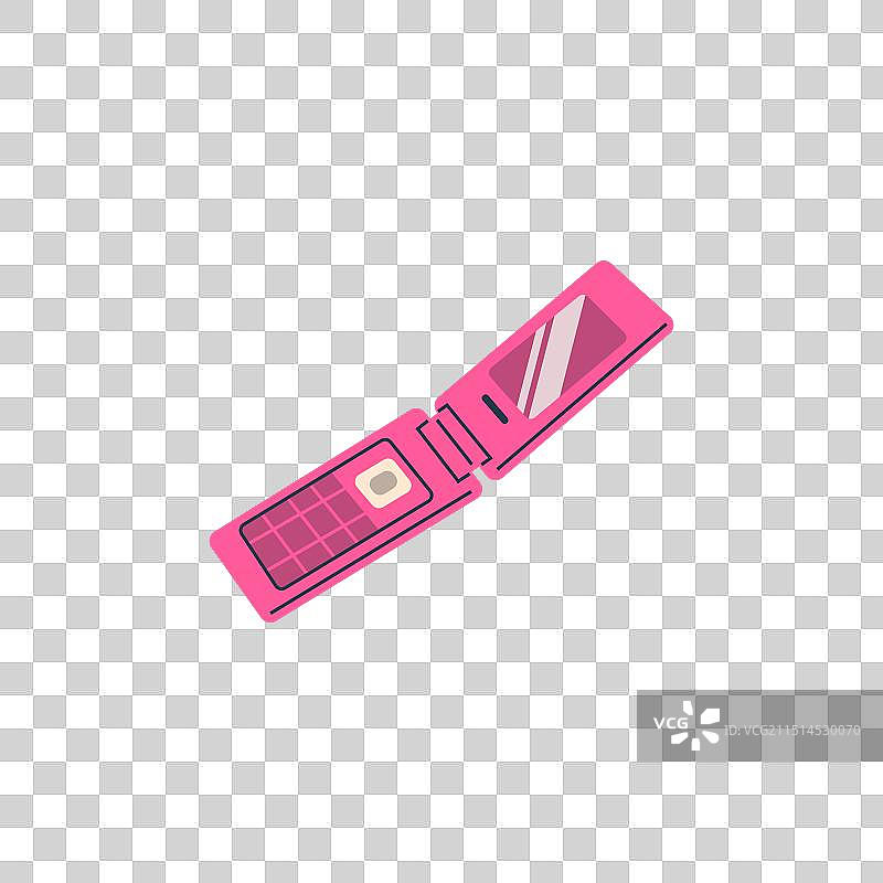 复古粉色折叠手机图标图片素材