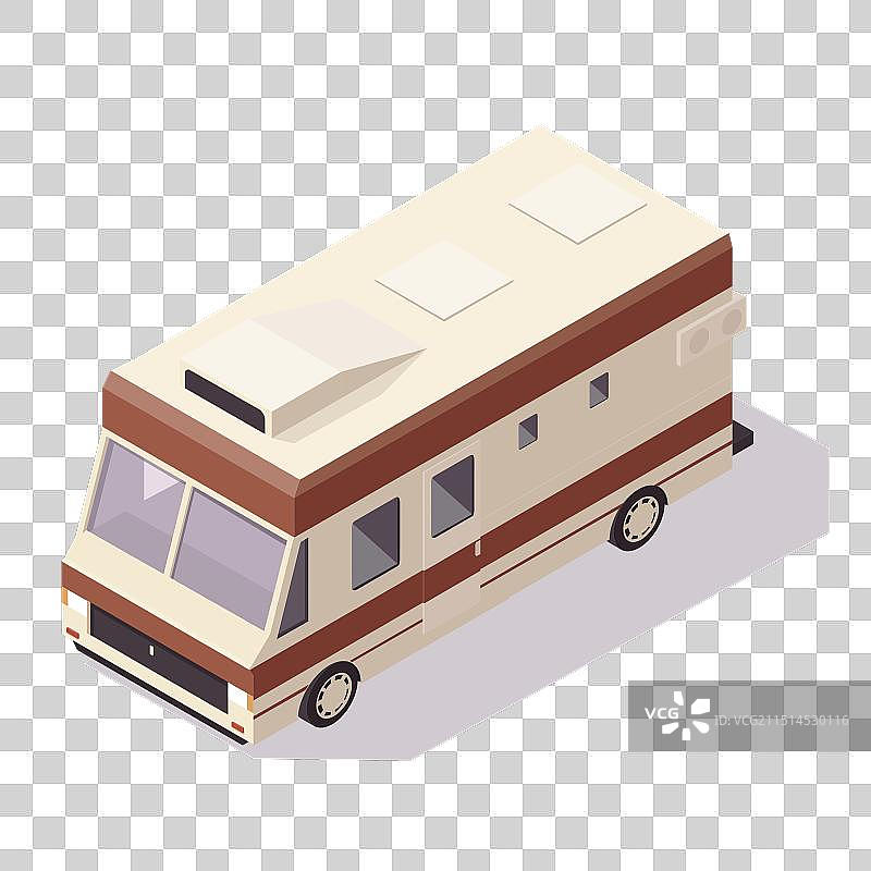 白色背景上的2.5D米色房车图片素材