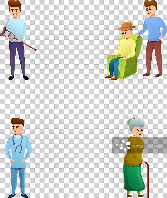 老年护理图标卡通医疗套装图片素材