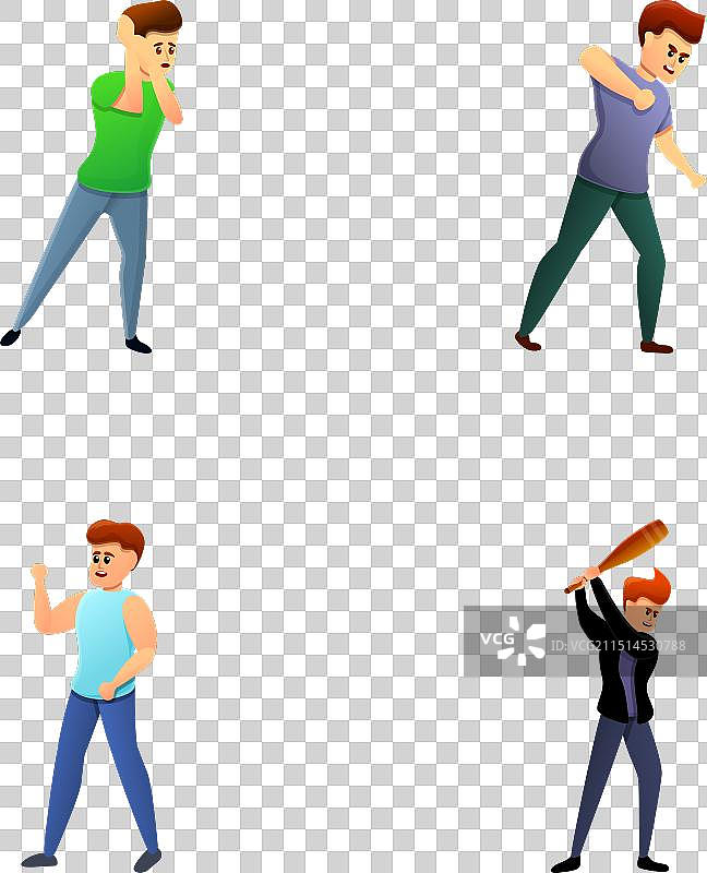 卡通施虐者侵略图标集图片素材