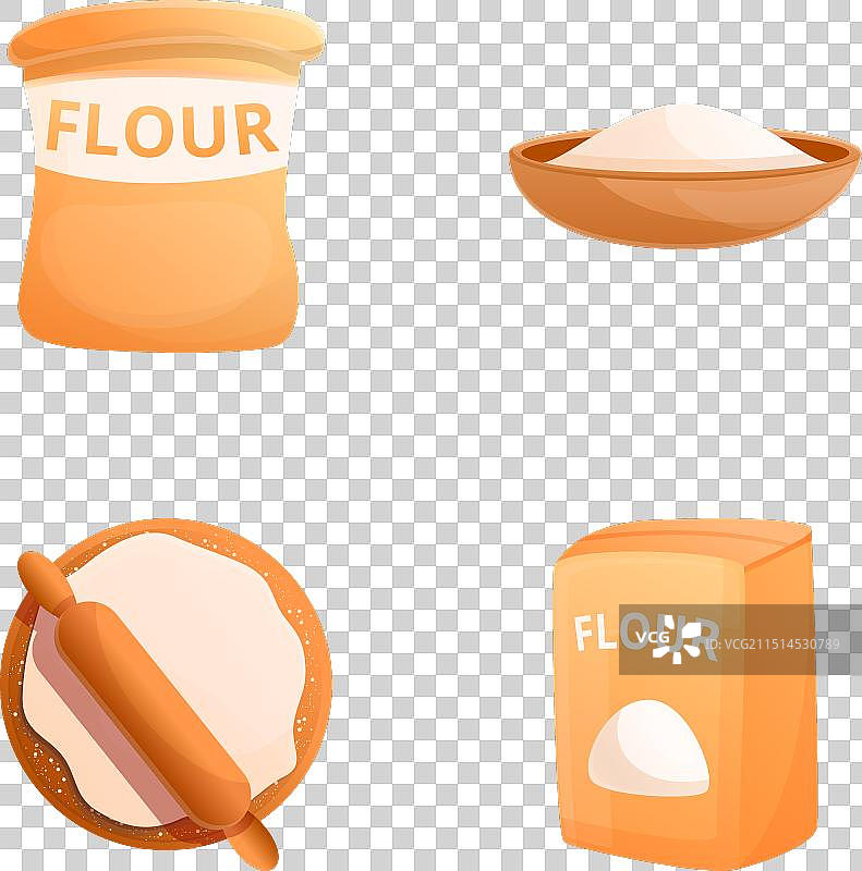 面粉包装图标卡通小麦套装图片素材