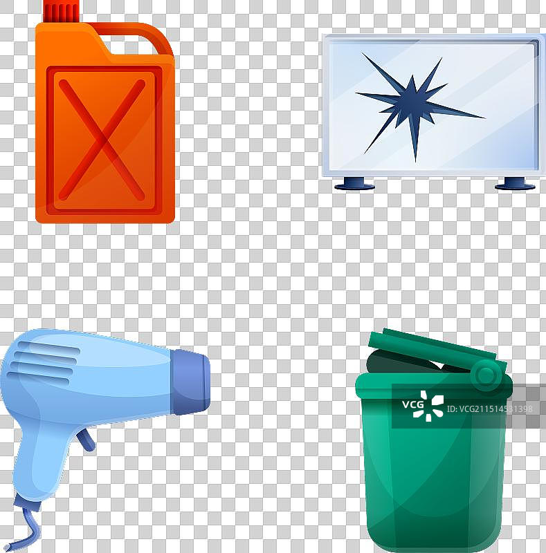 卡通旧技术垃圾图标图片素材