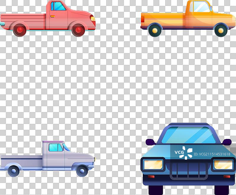 卡通经典皮卡车图标合集图片素材