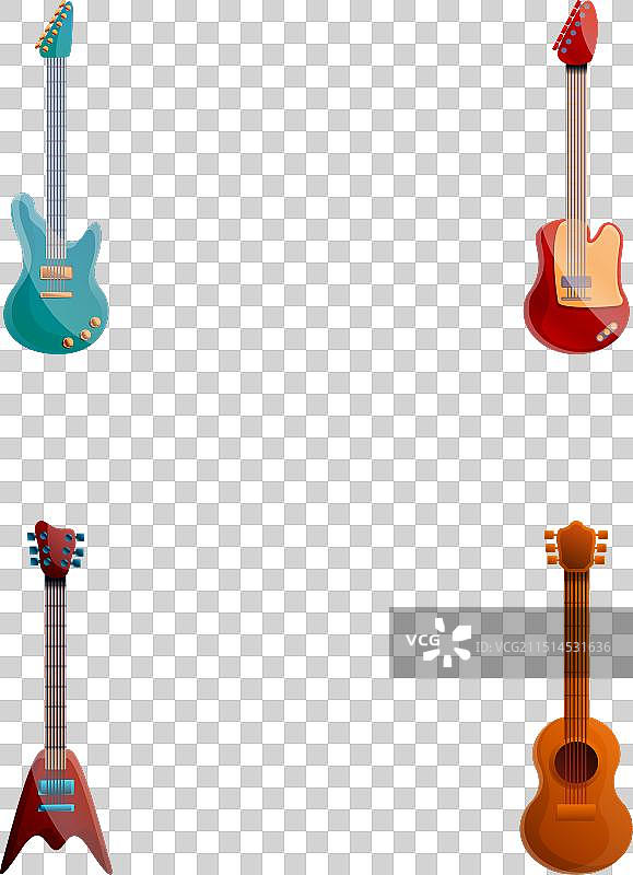 卡通古典吉他图标合集图片素材