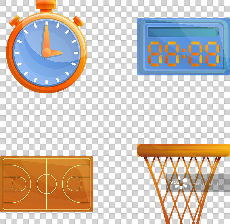 卡通篮球配件图标合集图片素材