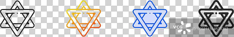 大卫之星线性渐变蓝色描边图标图片素材