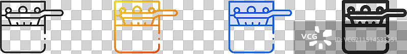油炸锅图标（细线条渐变蓝色描边）图片素材