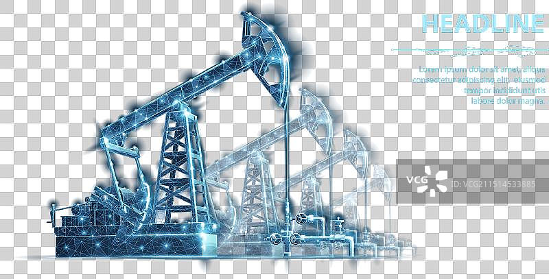 蓝色数字石油开采油田图片素材