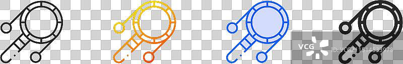 渐变蓝色摇摇鼓线性图标图片素材