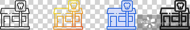 牙医图标：纤细的线性渐变蓝色描边图片素材