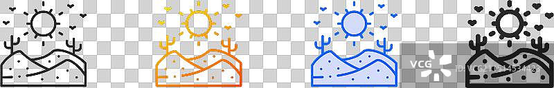 蓝色描边的沙漠图标图片素材