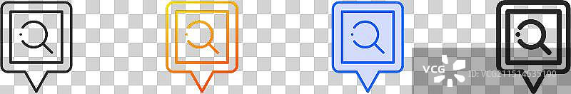 对话框图标，纤细的线性渐变蓝色笔触图片素材