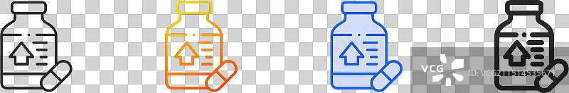 膳食补充剂图标细线性渐变蓝色图片素材