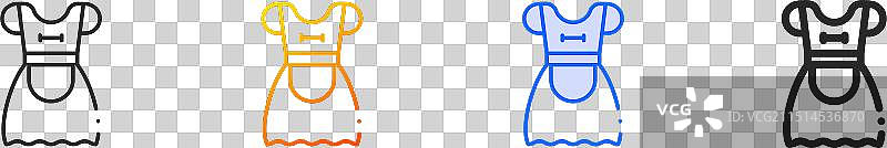 迪恩德尔裙图标，纤细线性渐变蓝色笔触图片素材