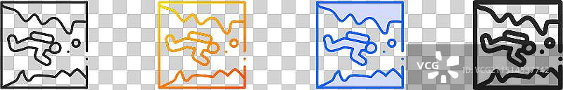 潜水图标：细线渐变蓝色描边图片素材