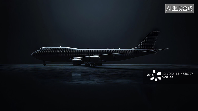 【AI数字艺术】全息数字彩色线条飞机，霓虹客机航空航班，飞行航线飞机引擎图片素材