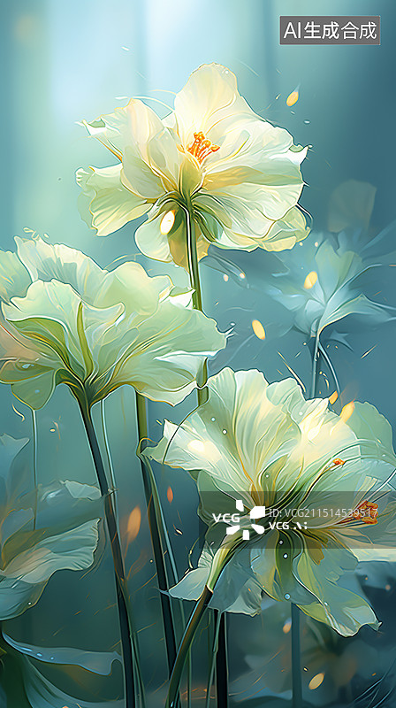 【AI数字艺术】白色洋桔梗花朵图片素材