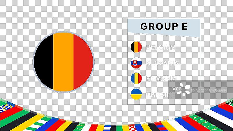 比利时国旗E组欧洲国家2024徽章图片素材