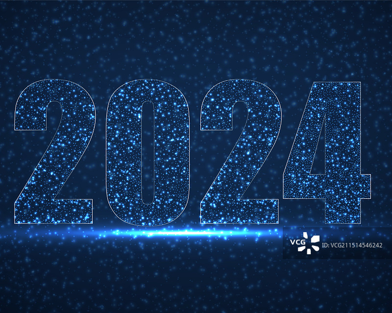 发光2024新年文字设计图片素材