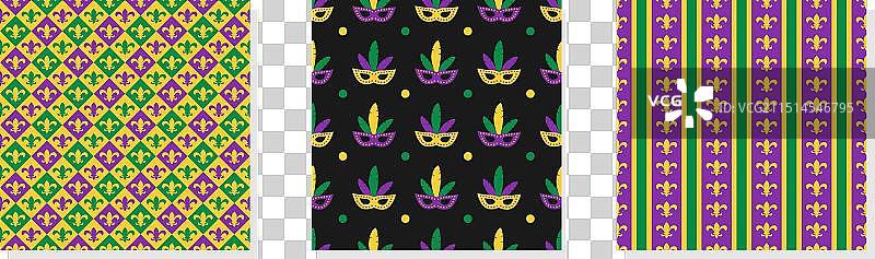 三个狂欢节主题的狂欢节无缝图案图片素材