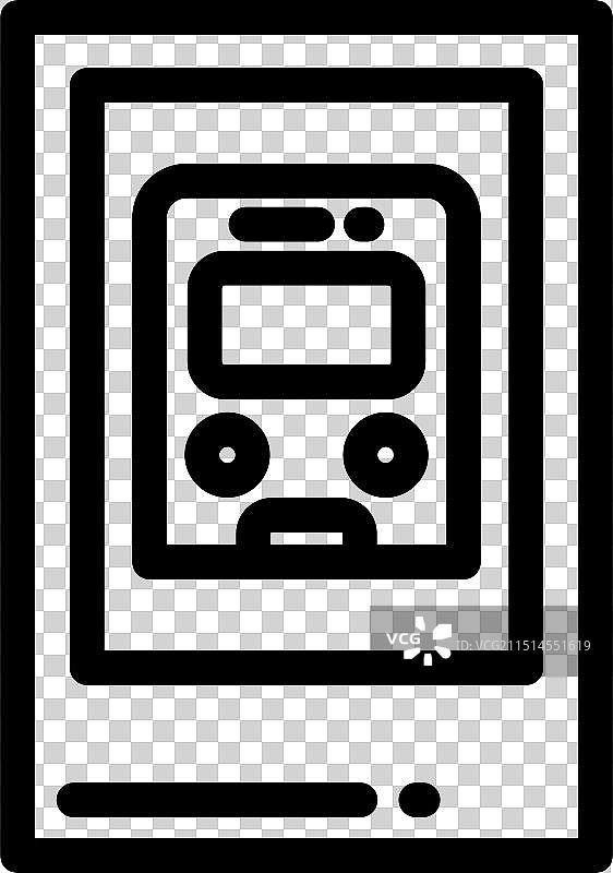 公交车站图标，纤细线性风格设计（隔离版）图片素材