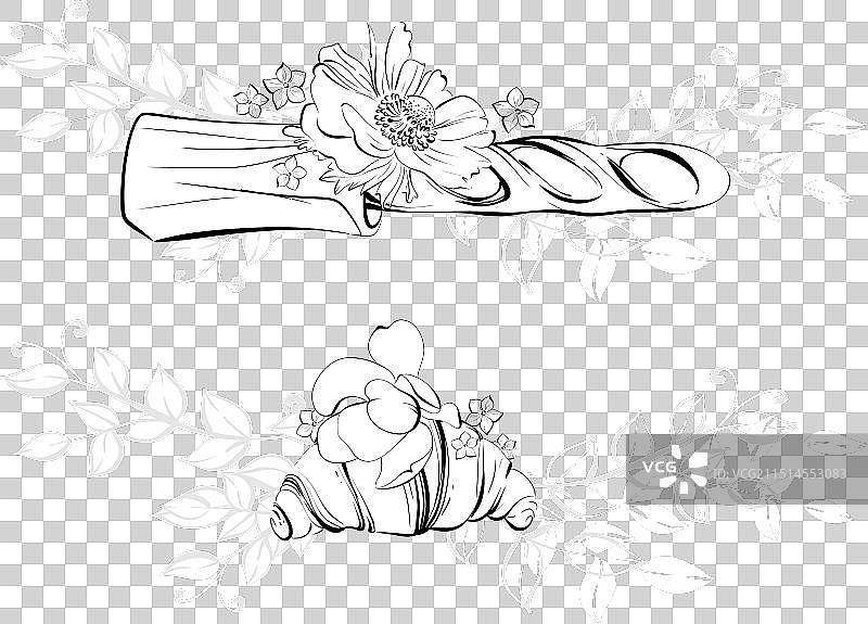 牛角面包和法棍法式糕点图片素材