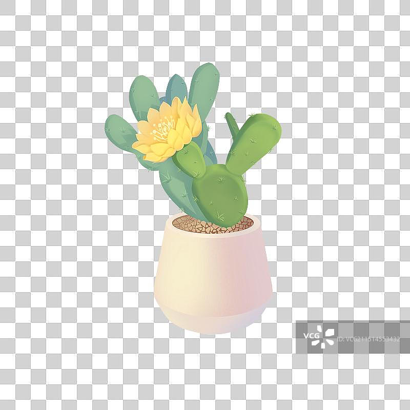 花盆渐变插画免扣元素透明底贴纸图片素材