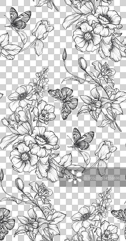 精美的手绘无缝图案图片素材