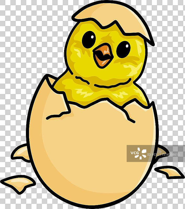 小鸡破壳而出可爱卡通图片素材