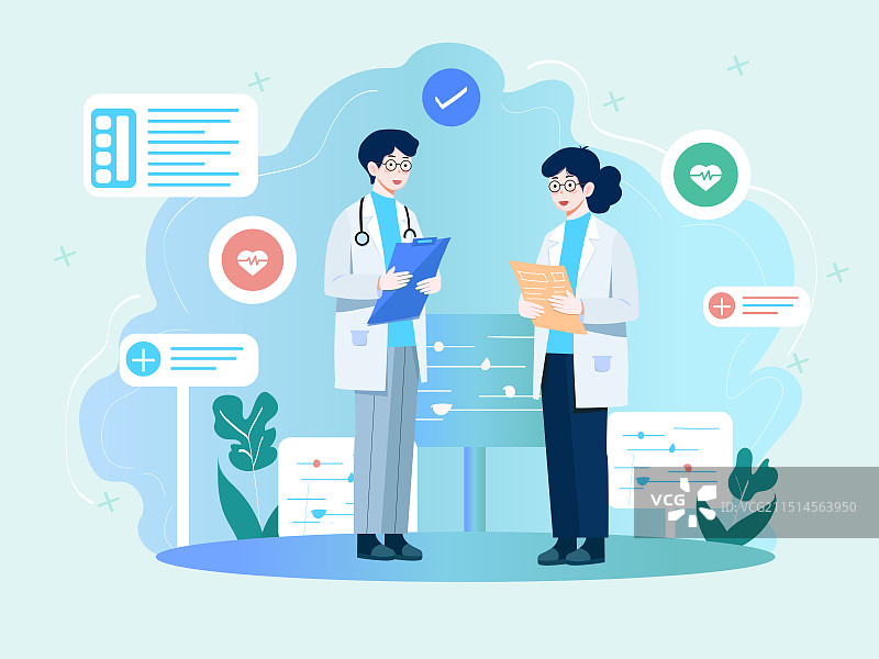 医疗肺病智能诊断矢量插图-医学背景素材图片素材