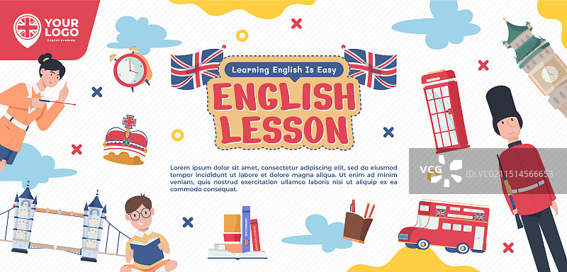 扁平风格英语课程背景图片素材