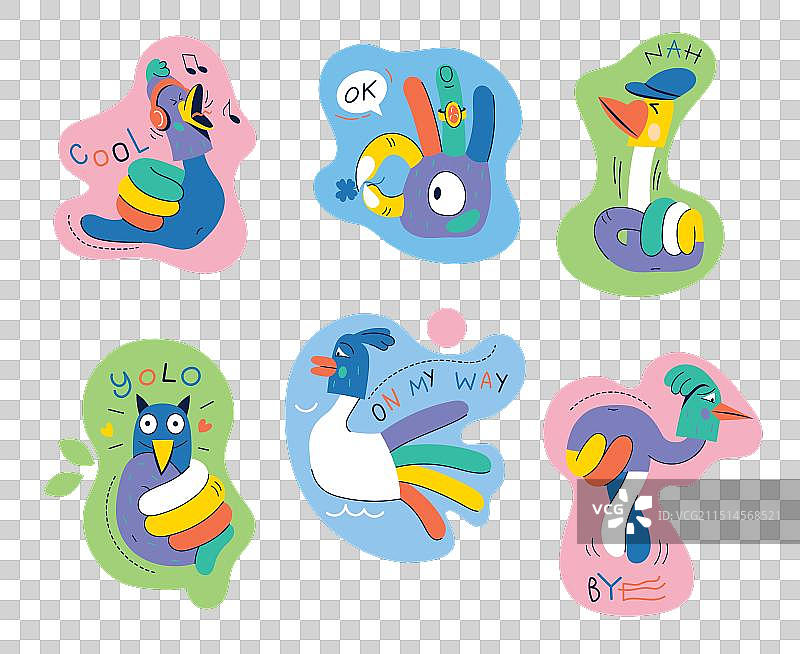 小鸟手绘贴纸图片素材