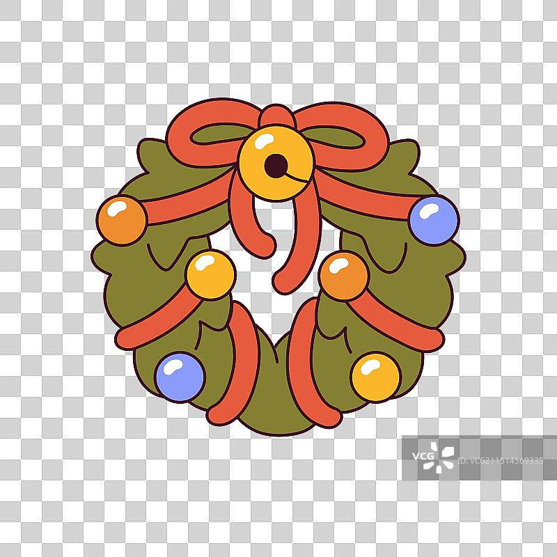 圣诞冷杉树枝花环门图片素材