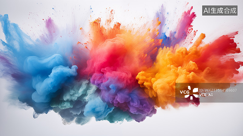 【AI数字艺术】爆炸的彩色粉沫烟雾图片素材