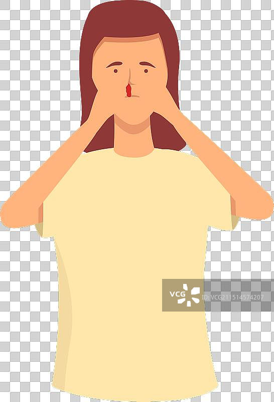流鼻血的女孩卡通头像（悲伤）图片素材