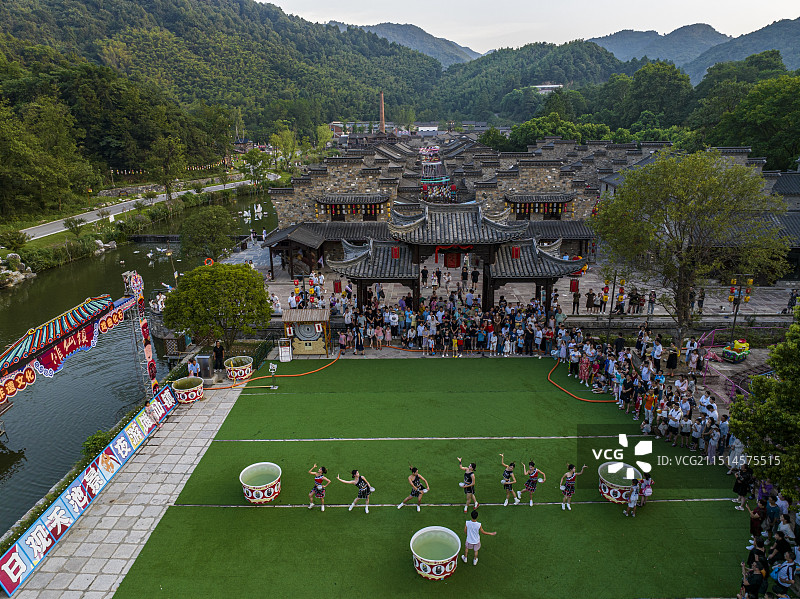 航拍安徽省池州市贵池区九华天池傩仙镇风光图片素材